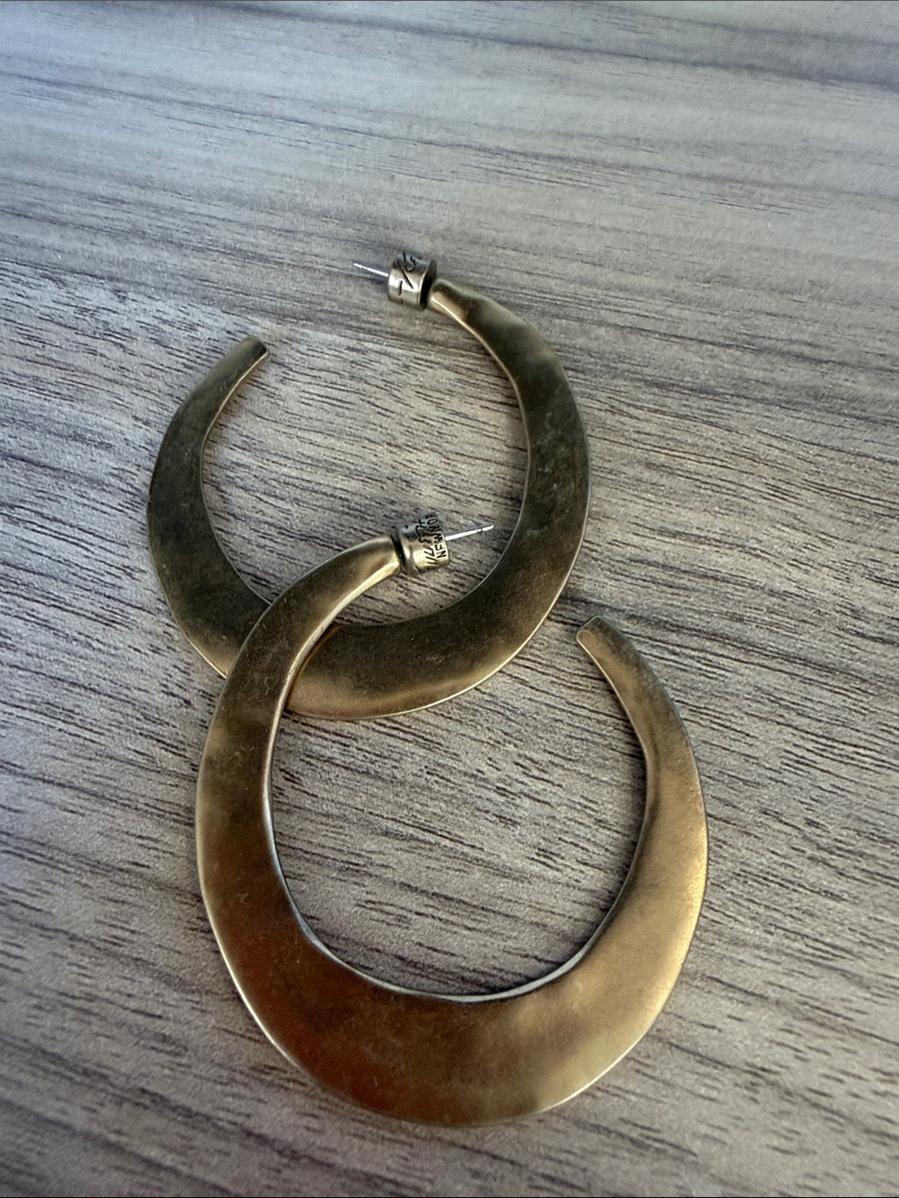 Kenneth Cole Sculpted Crescent Hoop Earrings in Antique Gold